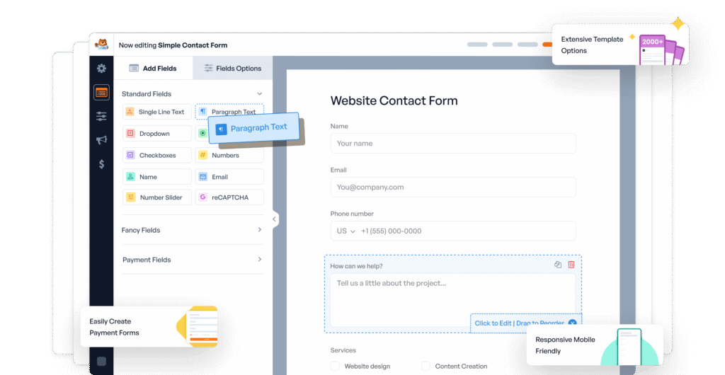 Interface do plugin WPForms
